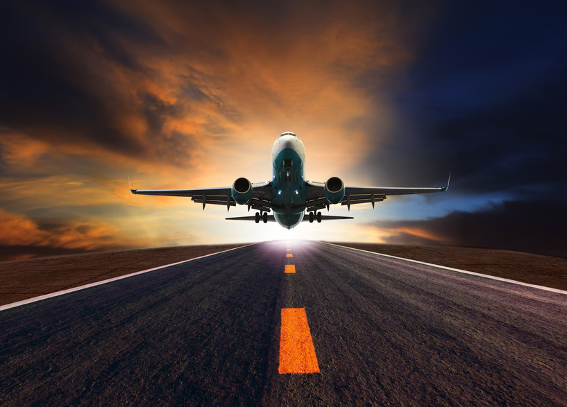 Landebahn mit Flugzeug als Symbol für die Landing-Page